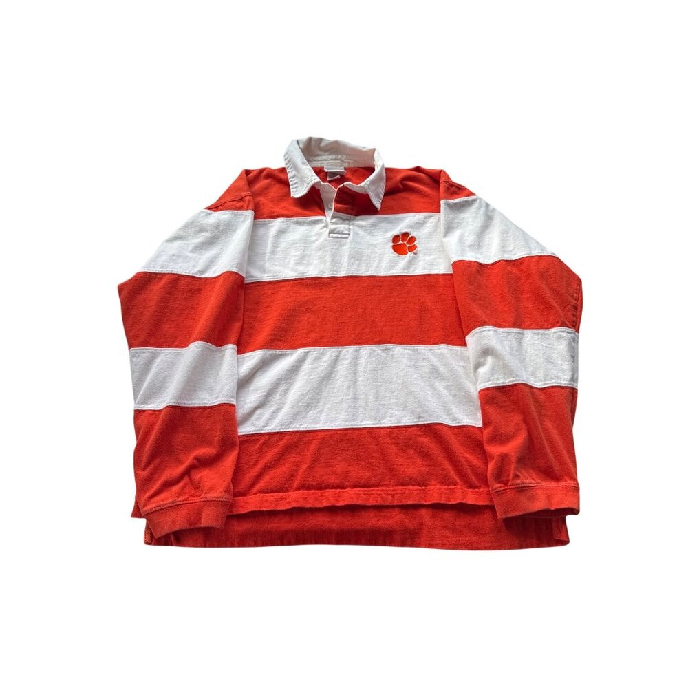Red Oak Rugby Clemson Tigers Shirt L Orange White Collegiate Style Preppy Retro - Picture 2 of 9